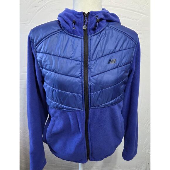 New Balance Woman's Blue Zip Up Hooded Fleece Jacket Size Large - Picture 4 of 8